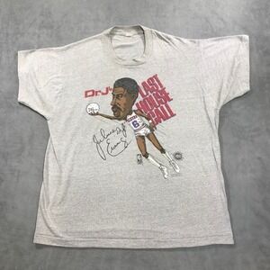 Vintage Philadelphia 76ers Dr. J Julius Erving Basketball Shirt Mens L Gray 80s